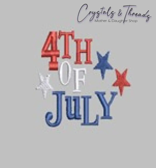 4Th Of July With Stars Embroidery Design