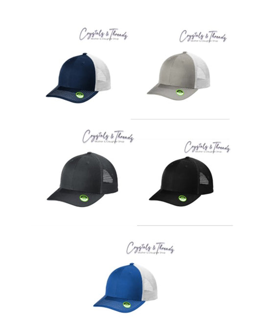 Port Authority C112ECO Logo Trucker Hat.  WE will digitize and embroider your logo.
