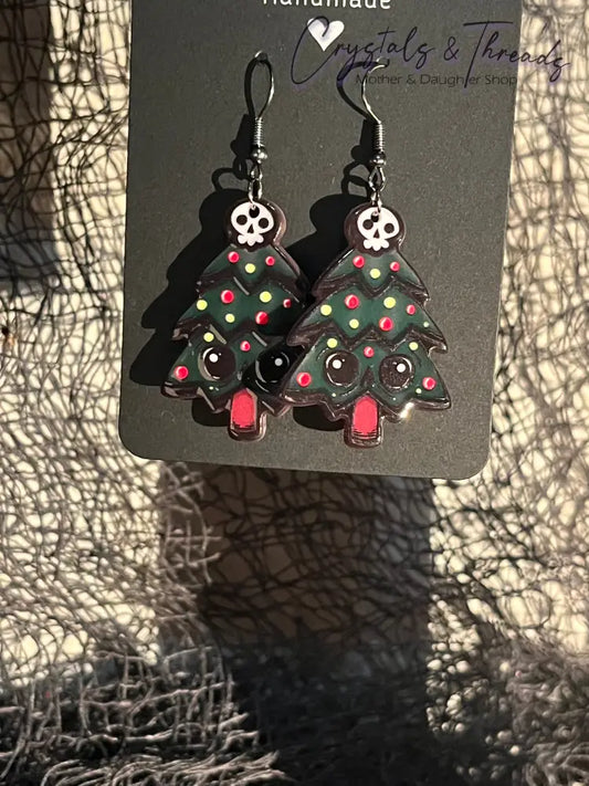 Goth Christmas Tree Earrings In Jewlery