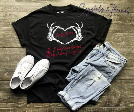 Hey Boo! Skeleton Hands T-Shirt S Valentines