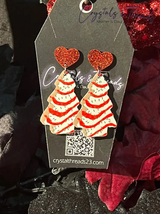 Little Debbie Christmas Tree Studded Earrings Jewlery
