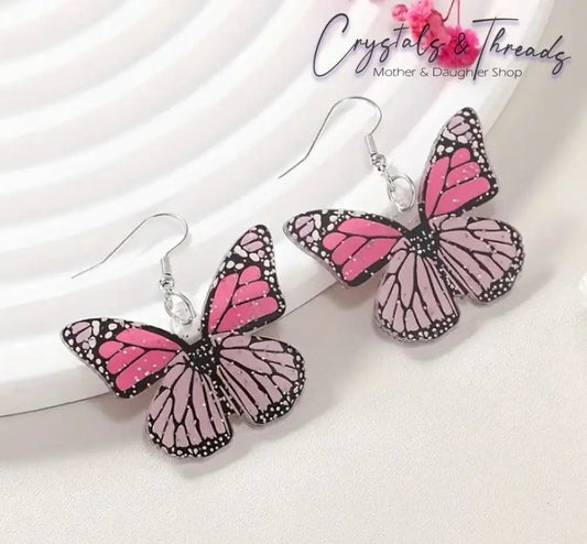 Pink Butterfly Earrings Jewlery