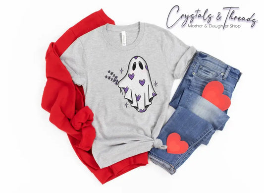 Purple Ghost Heart T-Shirt Valentines