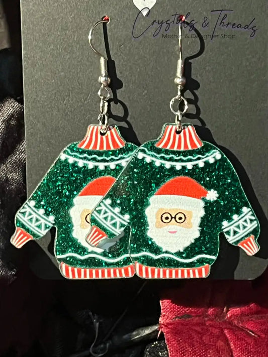 Santa Christmas Sweater Earrings Jewlery