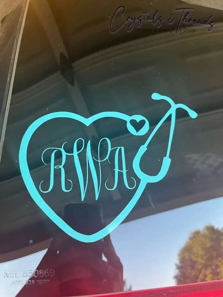 Stethoscope Personalized Initials Decal